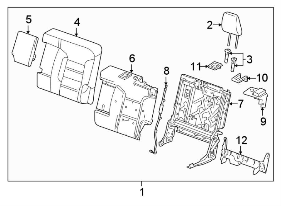 Diagram SEATS & TRACKS. REAR SEAT COMPONENTS. for your 2008 GMC Acadia   