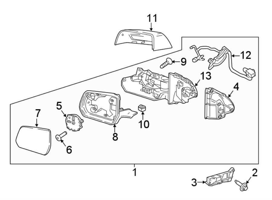 Diagram FRONT DOOR. OUTSIDE MIRRORS. for your 2023 GMC Acadia   