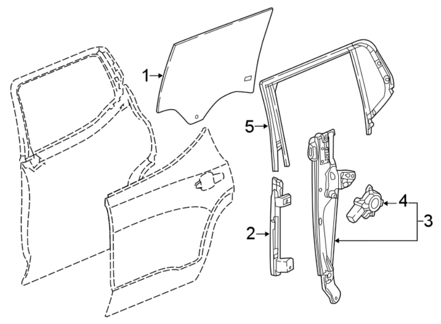 Diagram REAR DOOR. GLASS & HARDWARE. for your 2014 Chevrolet Spark 1.2L Ecotec M/T LS Hatchback 