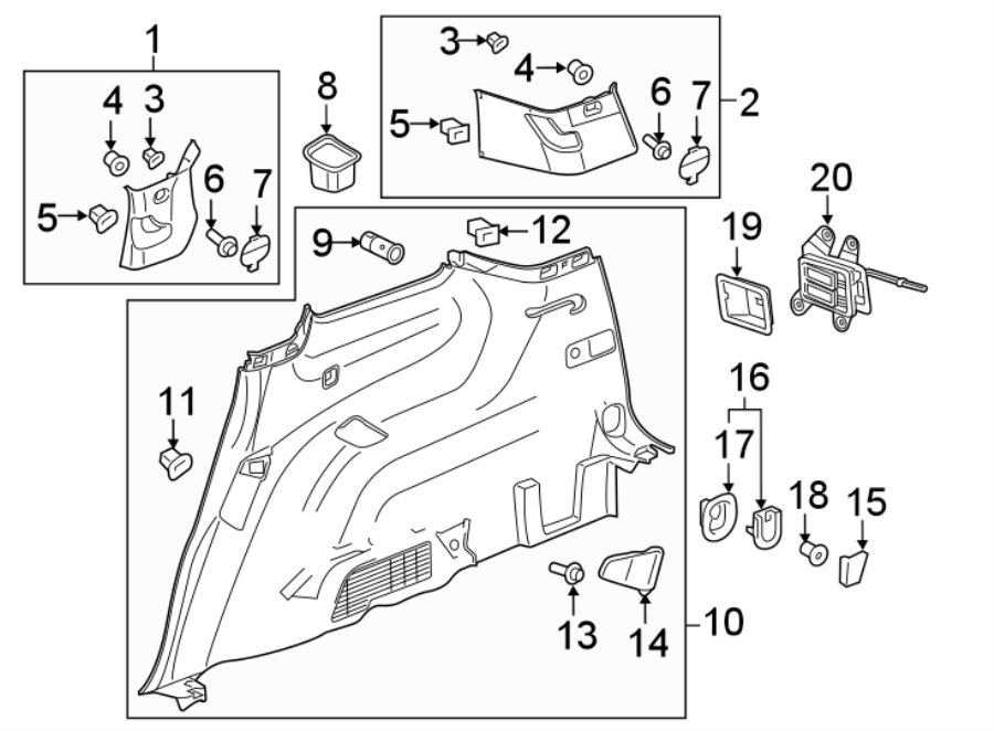 Diagram Quarter panel. Interior trim. for your 2002 GMC Sierra 3500 6.0L Vortec V8 A/T RWD SLE Standard Cab Pickup 