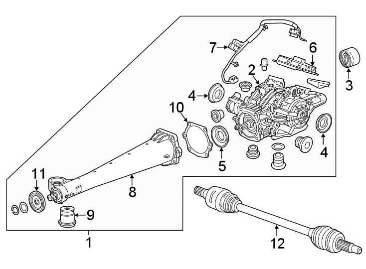 Diagram REAR SUSPENSION. AXLE & DIFFERENTIAL. for your 2012 GMC Sierra 2500 HD 6.6L Duramax V8 DIESEL A/T 4WD SLT Crew Cab Pickup Fleetside 