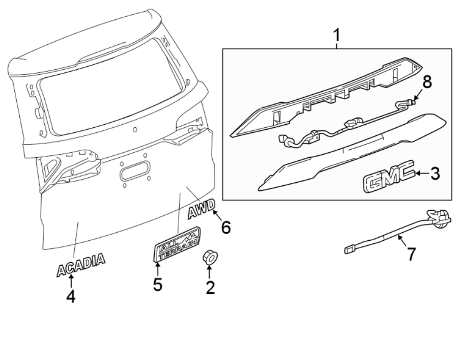 Diagram LIFT GATE. EXTERIOR TRIM. for your 2008 Chevrolet Trailblazer   