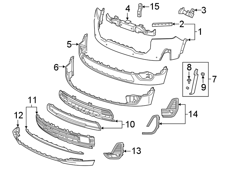 Diagram FRONT BUMPER & GRILLE. BUMPER & COMPONENTS. for your 2021 Chevrolet Camaro ZL1 Coupe 6.2L V8 M/T 