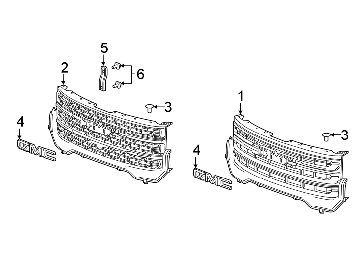 5FRONT BUMPER & GRILLE. GRILLE & COMPONENTS.https://images.simplepart.com/images/parts/motor/fullsize/GT17825.png