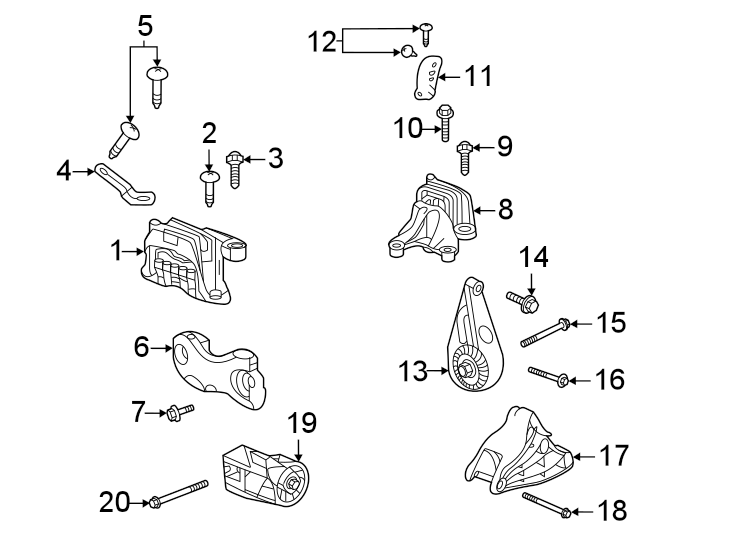 Diagram ENGINE & TRANS MOUNTING. for your 2011 GMC Sierra 2500 HD 6.0L Vortec V8 FLEX A/T 4WD SLT Crew Cab Pickup 