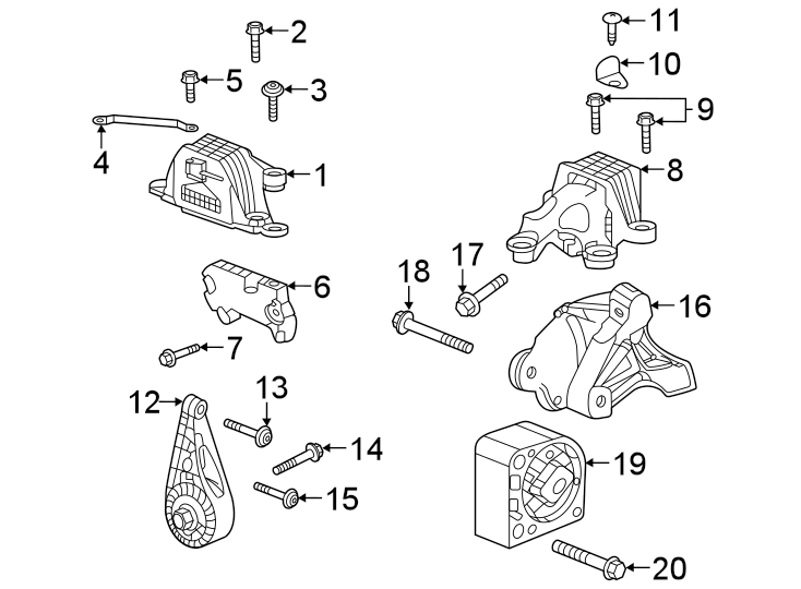 Diagram ENGINE & TRANS MOUNTING. for your 2004 GMC Sierra 2500 HD 6.6L Duramax V8 DIESEL A/T 4WD SLE Crew Cab Pickup 