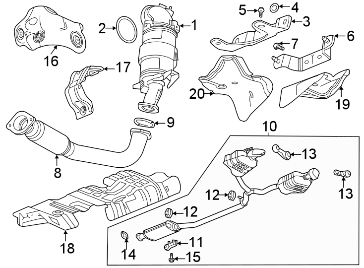 Diagram EXHAUST SYSTEM. EXHAUST COMPONENTS. for your 2017 Chevrolet Spark   