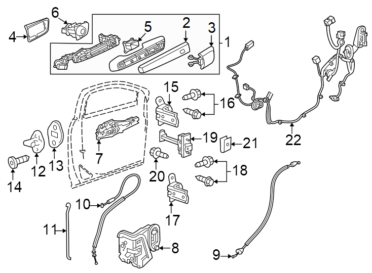 8AT4. Denali. Elevation. Inside handle. Outside handle. To body. To door. W/CHROME. W/O chrome.https://images.simplepart.com/images/parts/motor/fullsize/GT24605.png