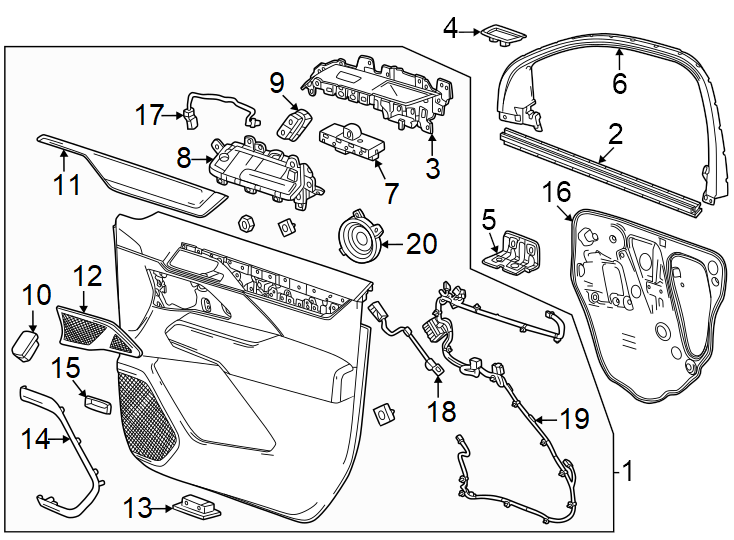 Diagram Front door. Interior trim. for your 2002 Buick Century   