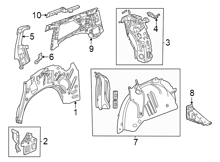 8Quarter panel. Inner structure.https://images.simplepart.com/images/parts/motor/fullsize/GT24655.png