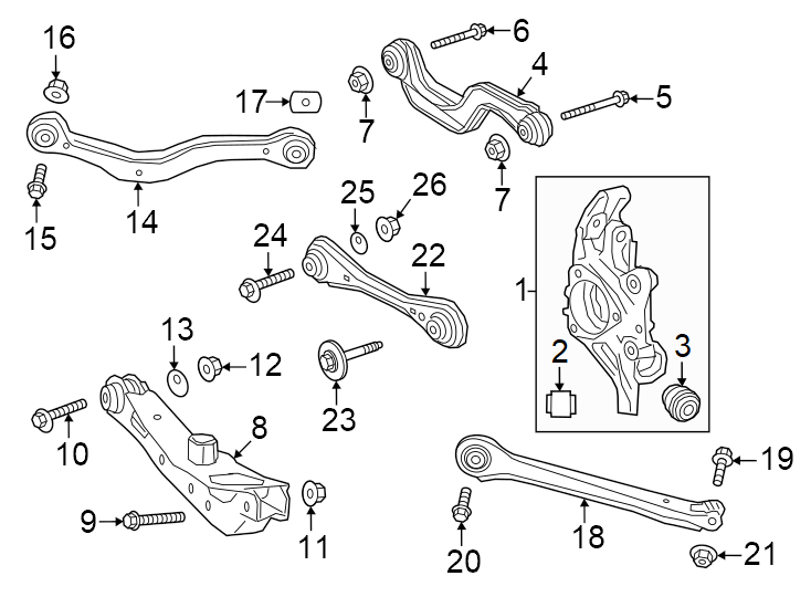 1Rear suspension. Suspension components.https://images.simplepart.com/images/parts/motor/fullsize/GT24705.png