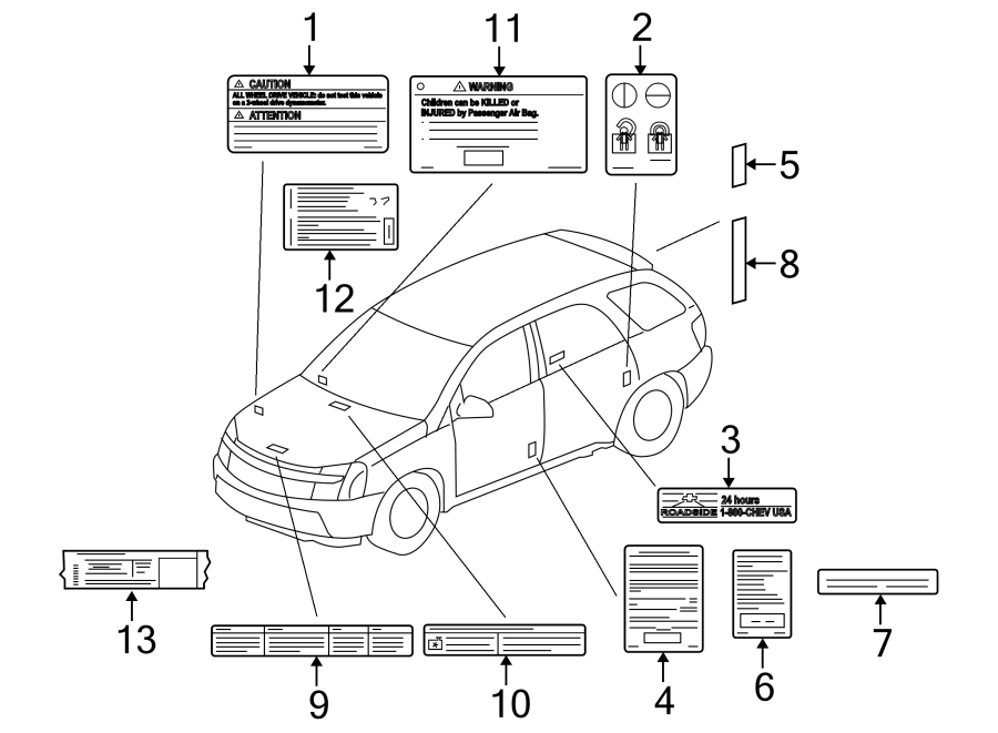 Diagram INFORMATION LABELS. for your 2022 Chevrolet Silverado   