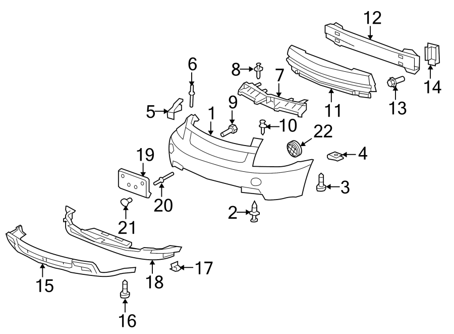 Diagram FRONT BUMPER. BUMPER & COMPONENTS. for your 2019 Chevrolet Suburban    