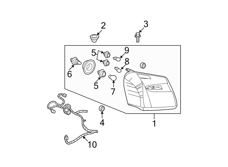 Diagram FRONT LAMPS. HEADLAMP COMPONENTS. for your 2005 Chevrolet Monte Carlo   