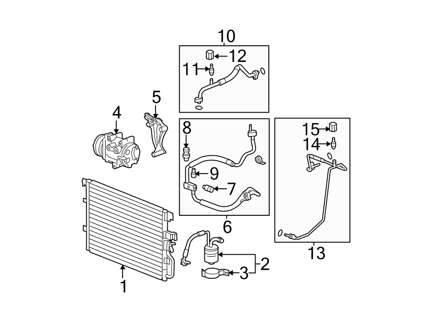 AIR CONDITIONER & HEATER. COMPRESSOR & LINES. CONDENSER.