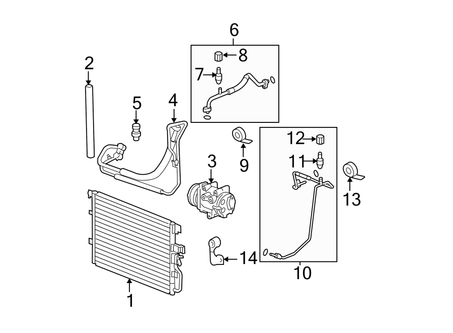 AIR CONDITIONER & HEATER. COMPRESSOR & LINES. CONDENSER.