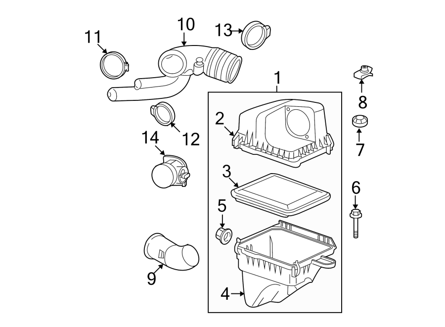 Diagram ENGINE / TRANSAXLE. AIR INTAKE. for your 2016 Chevrolet Spark 1.4L Ecotec M/T LT Hatchback 