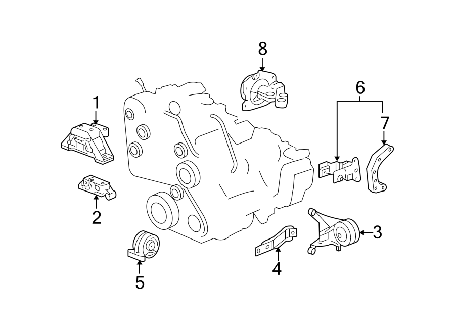 Diagram ENGINE / TRANSAXLE. ENGINE & TRANS MOUNTING. for your 2019 Chevrolet Suburban    