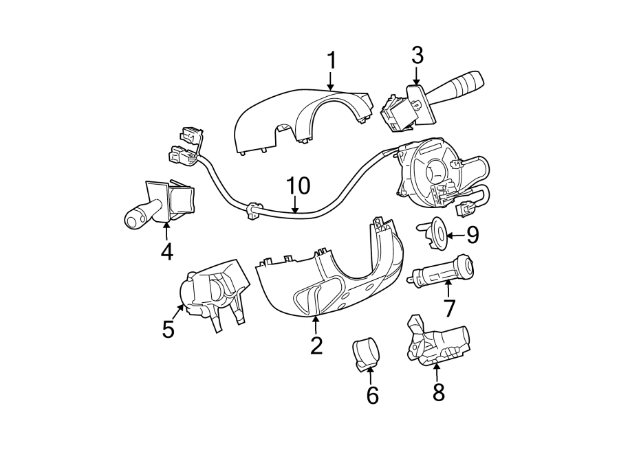 Diagram STEERING COLUMN. SHROUD. SWITCHES & LEVERS. for your 2005 Chevrolet Silverado 1500 Z71 Off-Road Standard Cab Pickup Stepside  