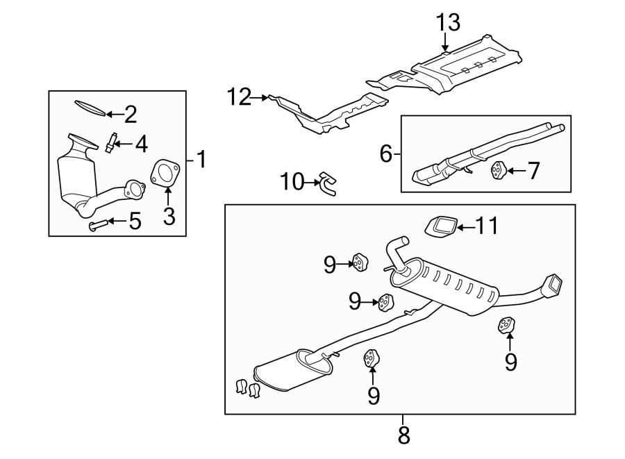 Diagram EXHAUST SYSTEM. EXHAUST COMPONENTS. for your 2024 Chevrolet Equinox  LT Sport Utility 