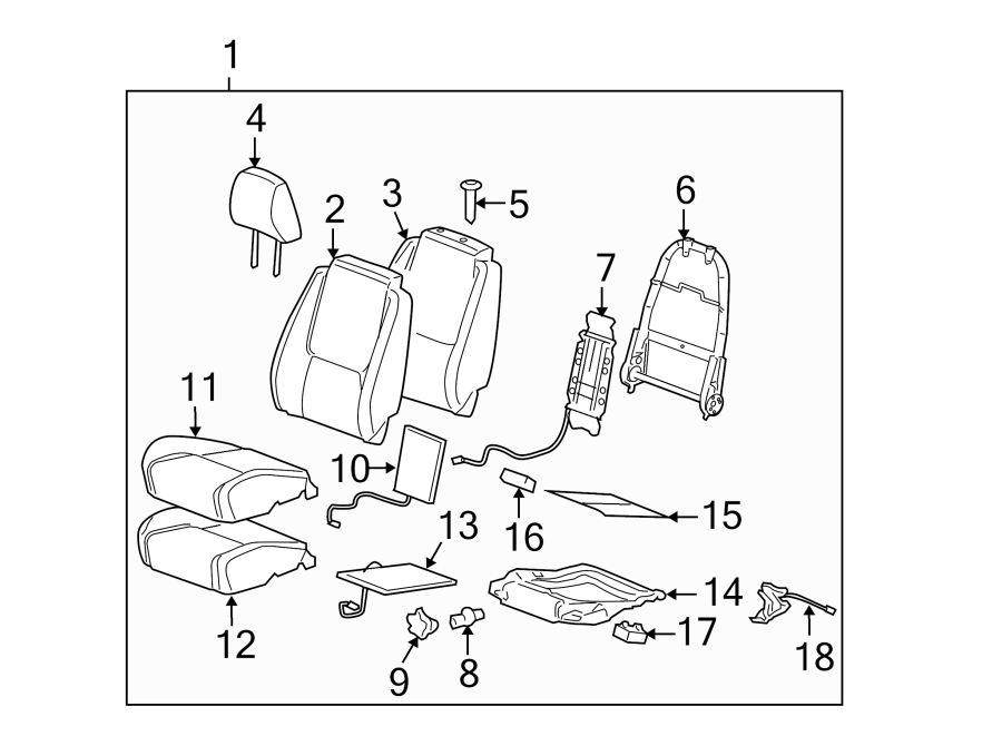 Diagram SEATS & TRACKS. FRONT SEAT COMPONENTS. for your 2005 Chevrolet Express 2500   