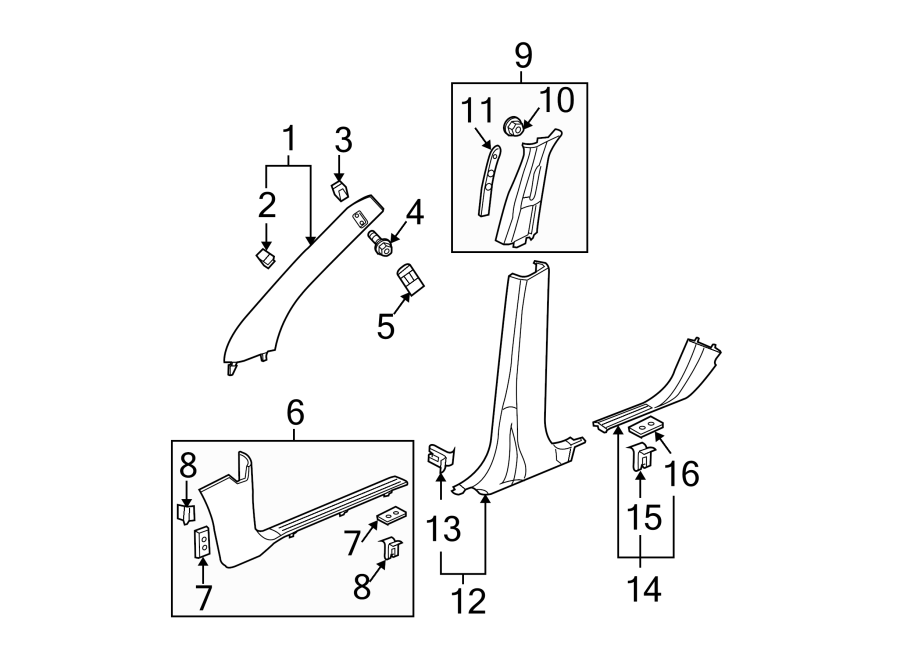 Diagram PILLARS. ROCKER & FLOOR. INTERIOR TRIM. for your 2005 Chevrolet Express 2500   