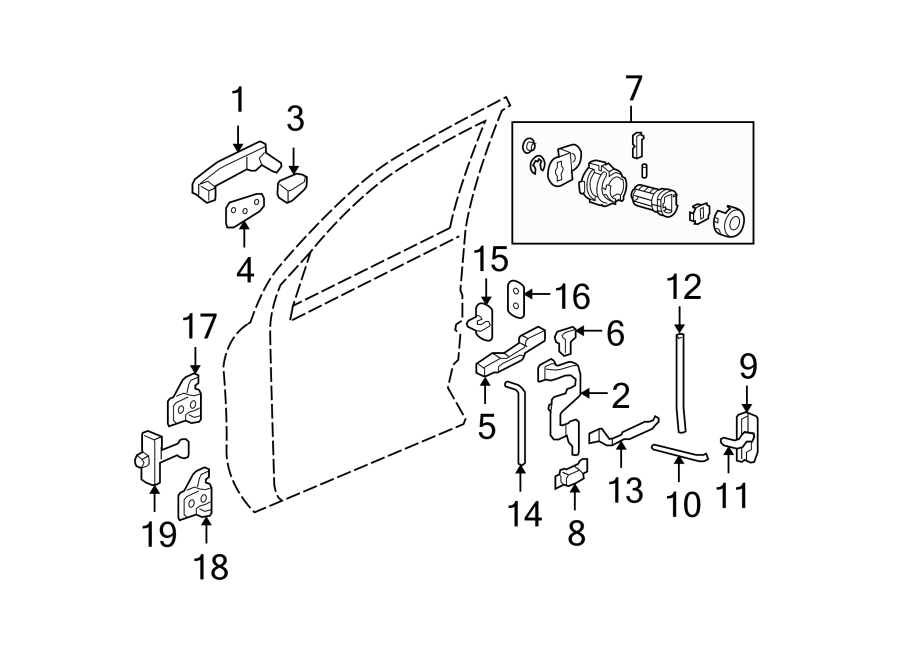 Diagram FRONT DOOR. LOCK & HARDWARE. for your 2012 Buick Enclave    