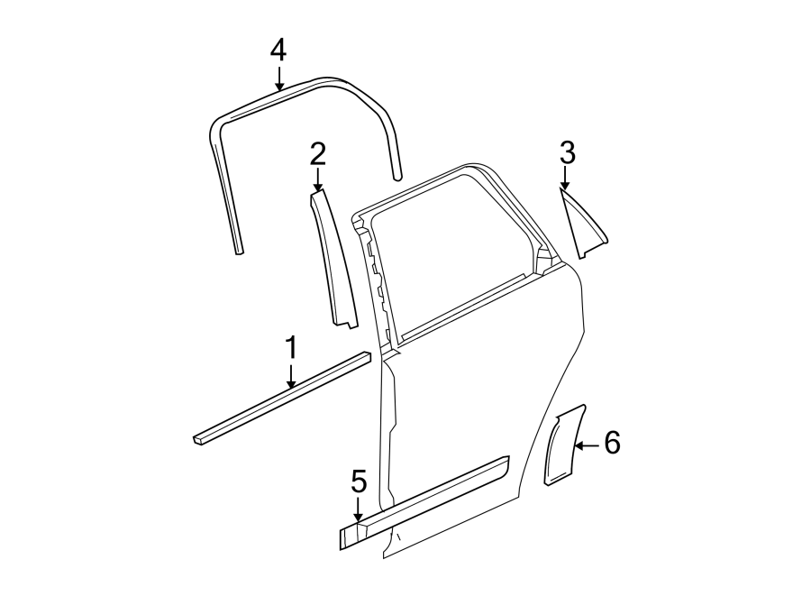 Diagram REAR DOOR. EXTERIOR TRIM. for your 2013 Chevrolet Corvette   