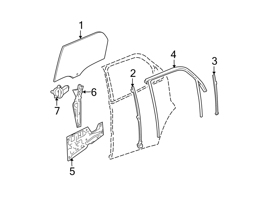 Diagram REAR DOOR. GLASS & HARDWARE. for your 2013 Chevrolet Spark 1.2L Ecotec A/T LT Hatchback 