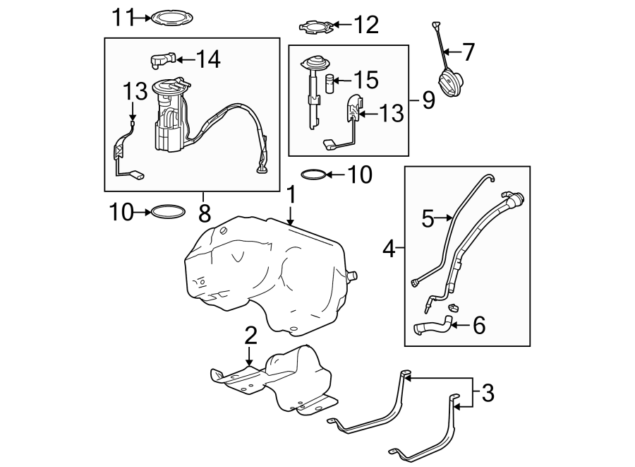 Diagram FUEL SYSTEM COMPONENTS. for your 2015 GMC Sierra 2500 HD 6.6L Duramax V8 DIESEL A/T RWD SLE Standard Cab Pickup Fleetside 