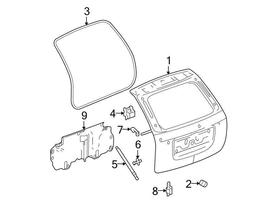 Diagram GATE & HARDWARE. for your 2001 Chevrolet Blazer LT Sport Utility 4.3L Vortec V6 A/T 4WD 