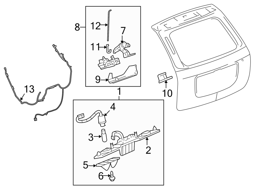 Diagram LIFT GATE. LOCK & HARDWARE. for your 2020 Chevrolet Traverse    