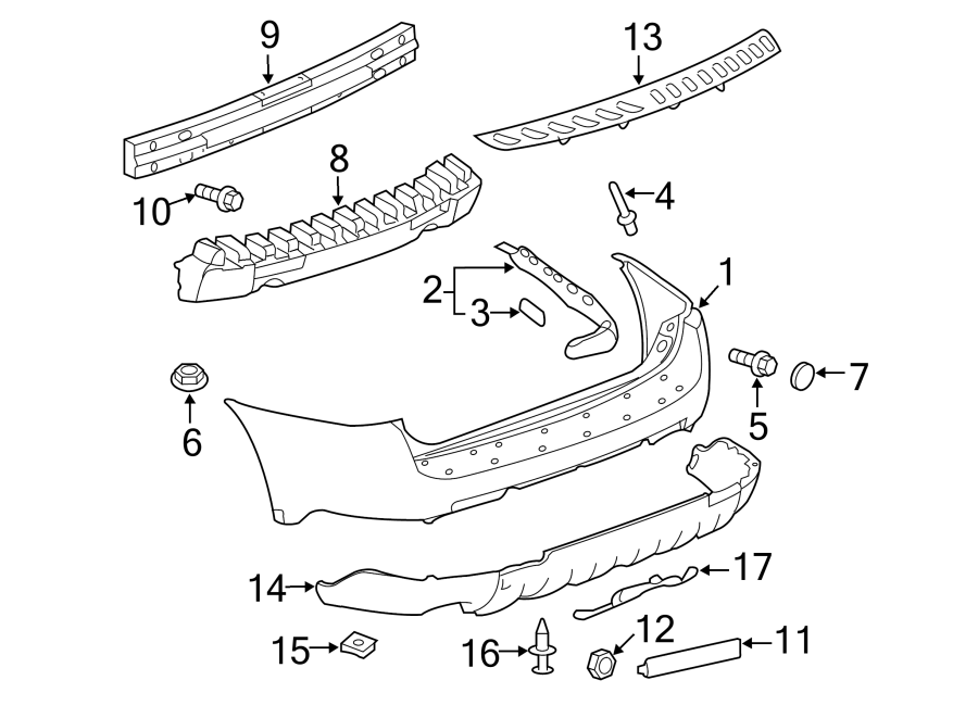 Diagram REAR BUMPER. BUMPER & COMPONENTS. for your 1998 Chevrolet Blazer   