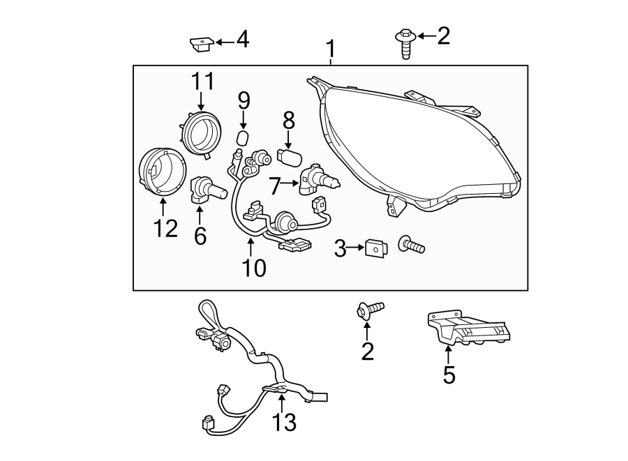 Diagram FRONT LAMPS. HEADLAMP COMPONENTS. for your 2022 Cadillac XT4   