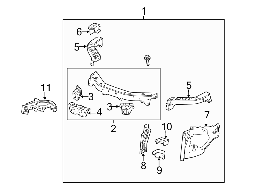 Diagram RADIATOR SUPPORT. for your 2021 Chevrolet Camaro ZL1 Coupe 6.2L V8 M/T 