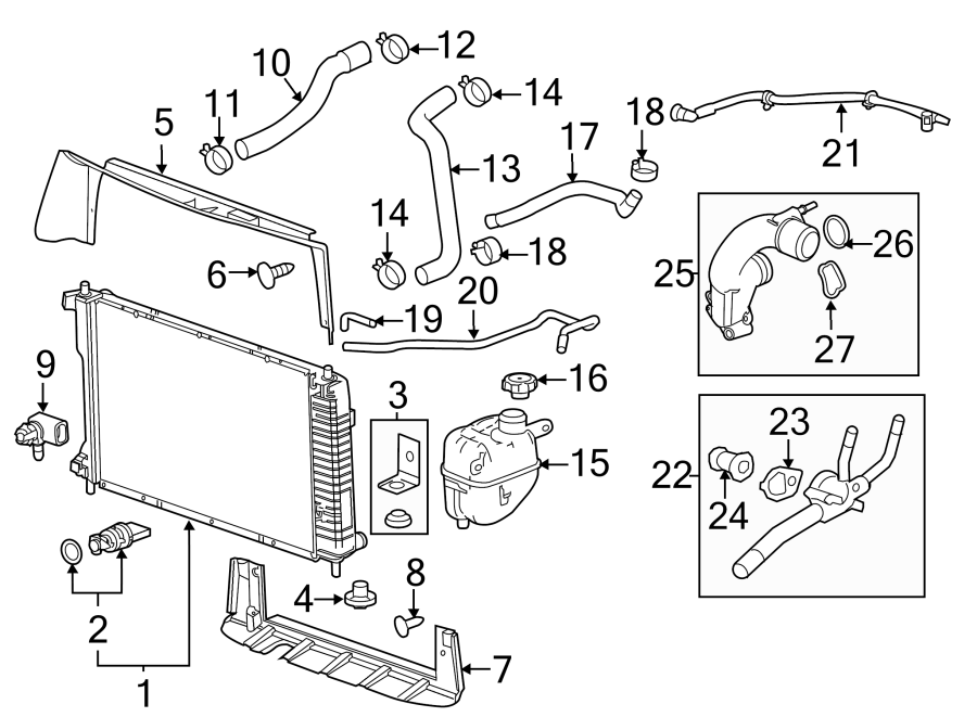 Diagram RADIATOR & COMPONENTS. for your 2012 Chevrolet Equinox   