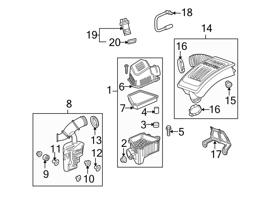 Diagram ENGINE / TRANSAXLE. AIR INTAKE. for your Chevrolet Equinox  