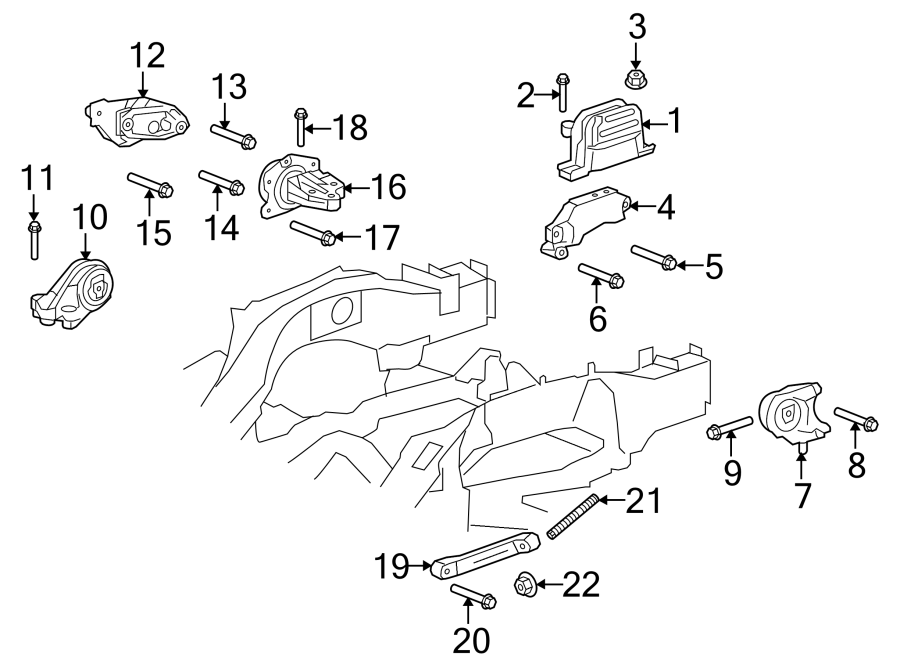 Diagram ENGINE / TRANSAXLE. ENGINE MOUNTING. for your 2011 GMC Sierra 2500 HD 6.6L Duramax V8 DIESEL A/T 4WD WT Standard Cab Pickup 