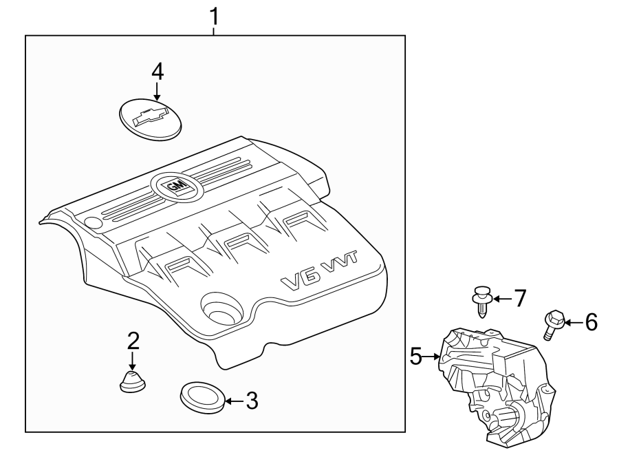 Diagram ENGINE / TRANSAXLE. ENGINE APPEARANCE COVER. for your 2008 Pontiac Grand Prix   