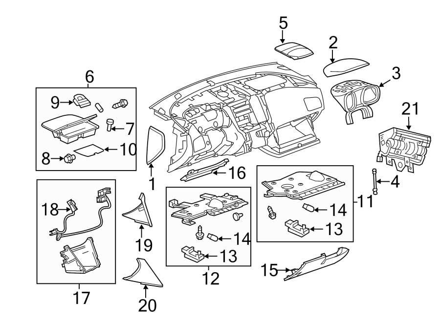 Diagram INSTRUMENT PANEL COMPONENTS. for your 2015 Chevrolet Silverado 2500 HD WT Standard Cab Pickup  