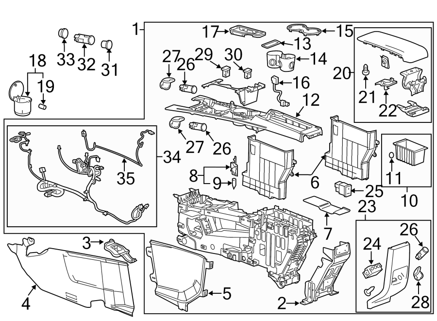 Diagram CENTER CONSOLE. for your 2018 Chevrolet Spark   