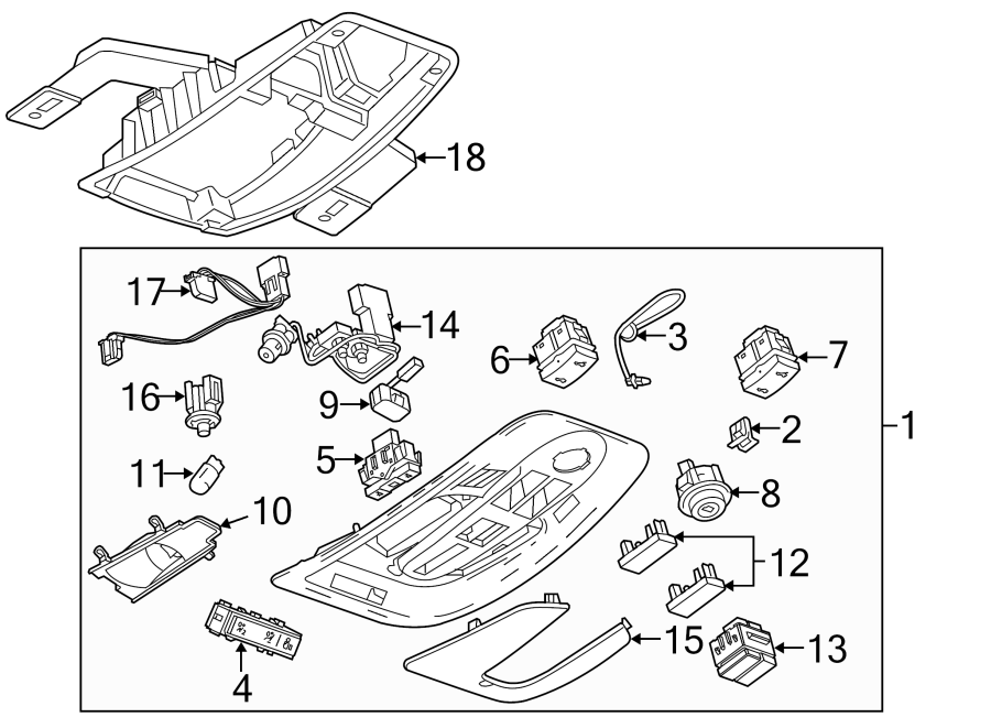 Diagram OVERHEAD CONSOLE. for your 2021 Cadillac XT4   