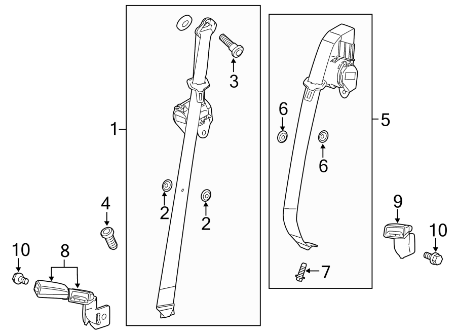 Diagram RESTRAINT SYSTEMS. REAR SEAT BELTS. for your 2005 Chevrolet Impala   