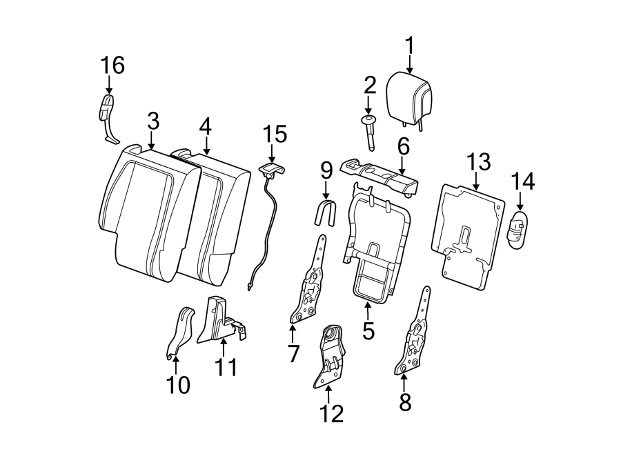 Diagram SEATS & TRACKS. REAR SEAT COMPONENTS. for your 2009 Chevrolet Silverado 3500 HD LT Standard Cab Pickup  