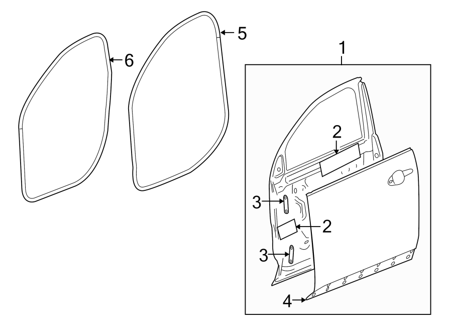 Diagram FRONT DOOR. DOOR & COMPONENTS. for your 2011 Buick Lucerne   