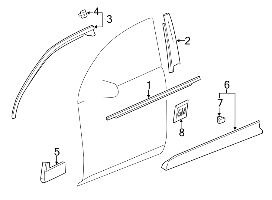 8FRONT DOOR. EXTERIOR TRIM.https://images.simplepart.com/images/parts/motor/fullsize/GV10510.png