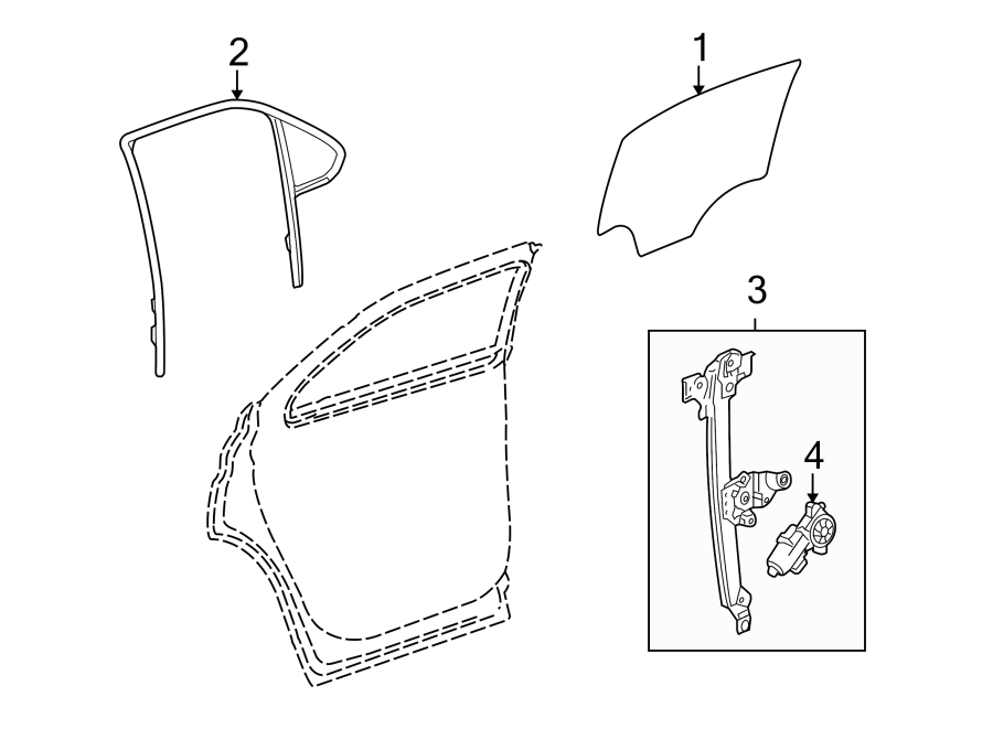 Diagram REAR DOOR. GLASS & HARDWARE. for your 2014 Chevrolet Spark 1.2L Ecotec M/T LS Hatchback 