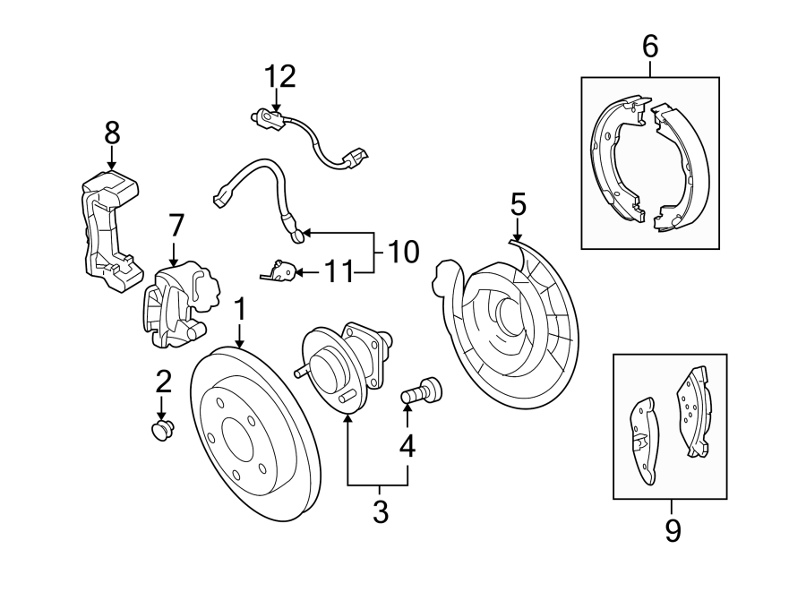 Diagram REAR SUSPENSION. BRAKE COMPONENTS. for your 2023 Chevrolet Camaro  LT Coupe 