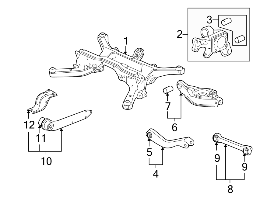 Diagram REAR SUSPENSION. SUSPENSION COMPONENTS. for your 2011 GMC Sierra 2500 HD 6.0L Vortec V8 FLEX A/T RWD SLE Crew Cab Pickup 