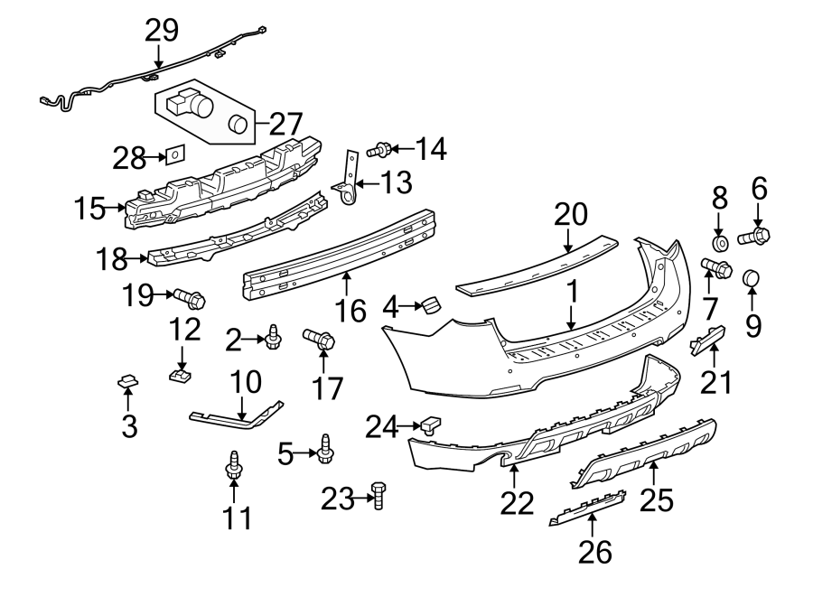 Diagram REAR BUMPER. BUMPER & COMPONENTS. for your Chevrolet